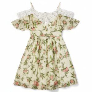 Disney Princess Aurora Floral Lace Off Shoulder Dress Girls 7 8 9